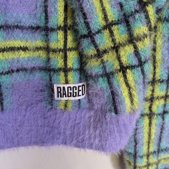 Ragged Jeans Priest Checkered Eyelash Knit Cardigan/Jacket Size Small - Picture 2 of 8